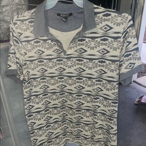 21men Grey and Dark Grey Geometric Polo